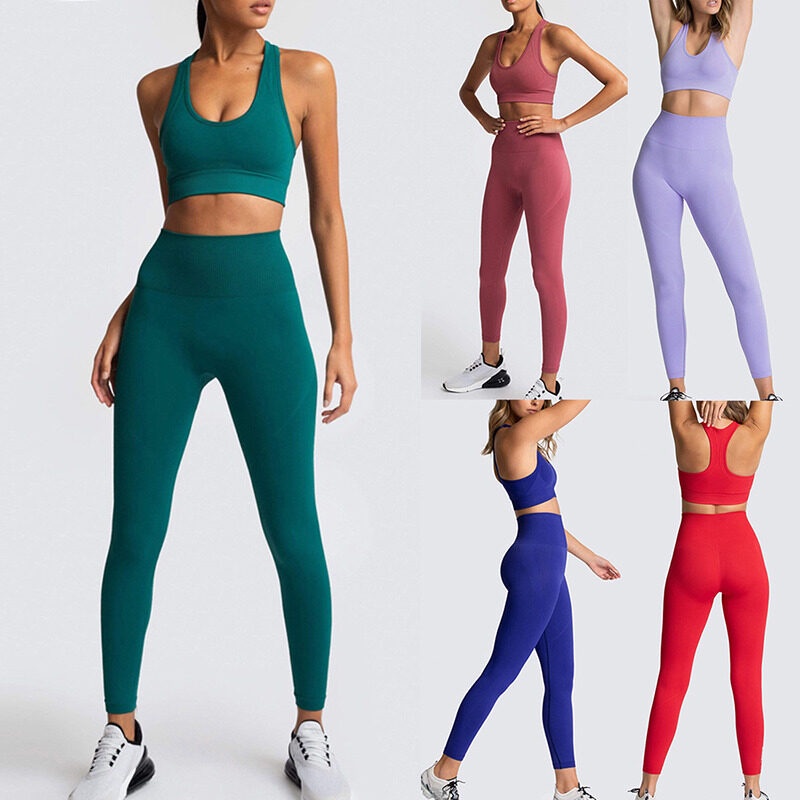 （Hot）Cyprus Women Hiking Active Wear Seamless Yoga Outfit Exercise Gym  Running Pair Terno Slim Tight