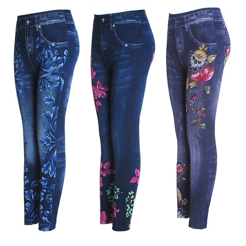 READY STOCK Women Stretchable Legging Jeans Floral Printed Skinny Long  Pants