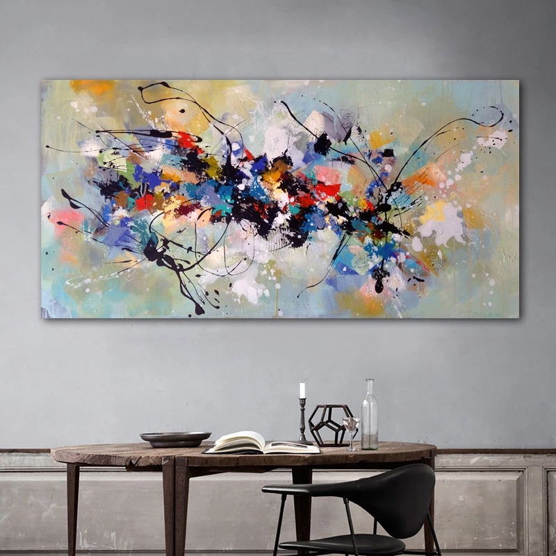 Abstract Colorful Decoration Graffiti Canvas Painting On Modern Posters ...