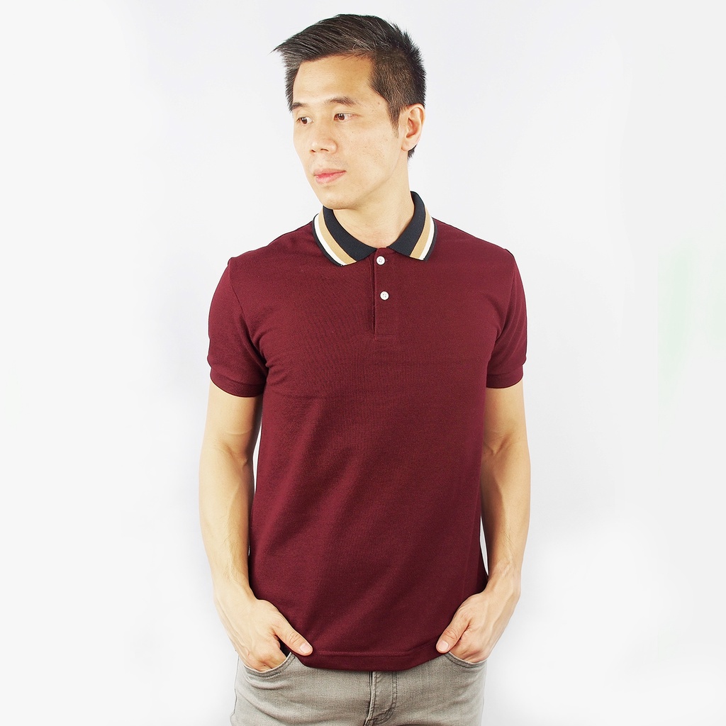 Vurve Albert maroon plain honeycomb polo shirt for men Shopee Philippines