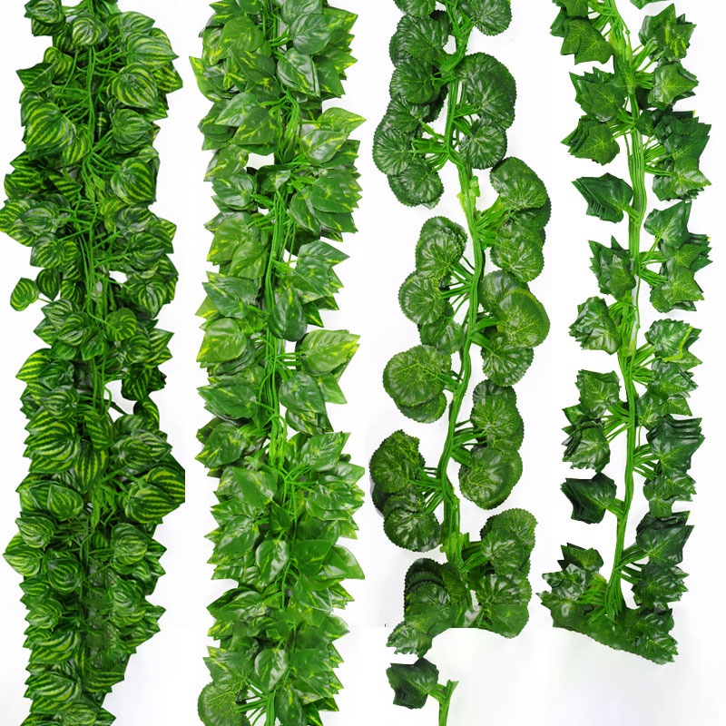 Artificial Green Leaf Plants Vine Hanging Plants Fake Leaves for Wall Green Garland Garden Decor