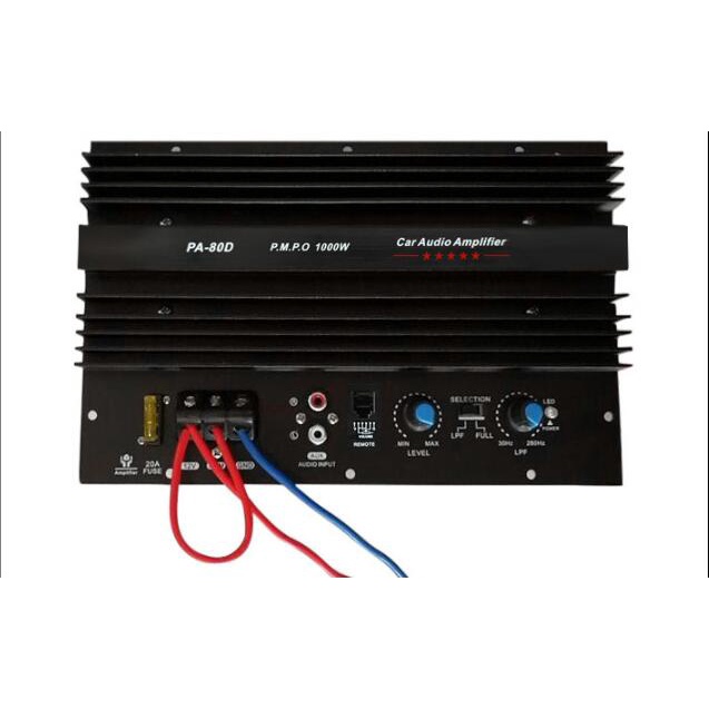 Spactz PA-80D 1000W Car Audio Versterker – 12V Mono Subwoofer Amp Board – Krachtige Basversterker – 1 Kanaal – 600W RMS – 4-8 Ohm – Inclusief Beschermingscircuits