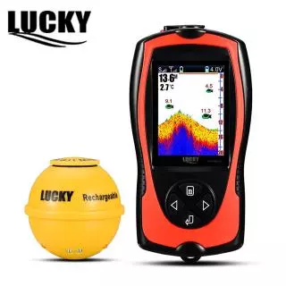 LUCKY Portable Professional Sounder Wireless Sonar Fish Finder Fishing  Probe Detector Fishfinder with Dot Matrix 