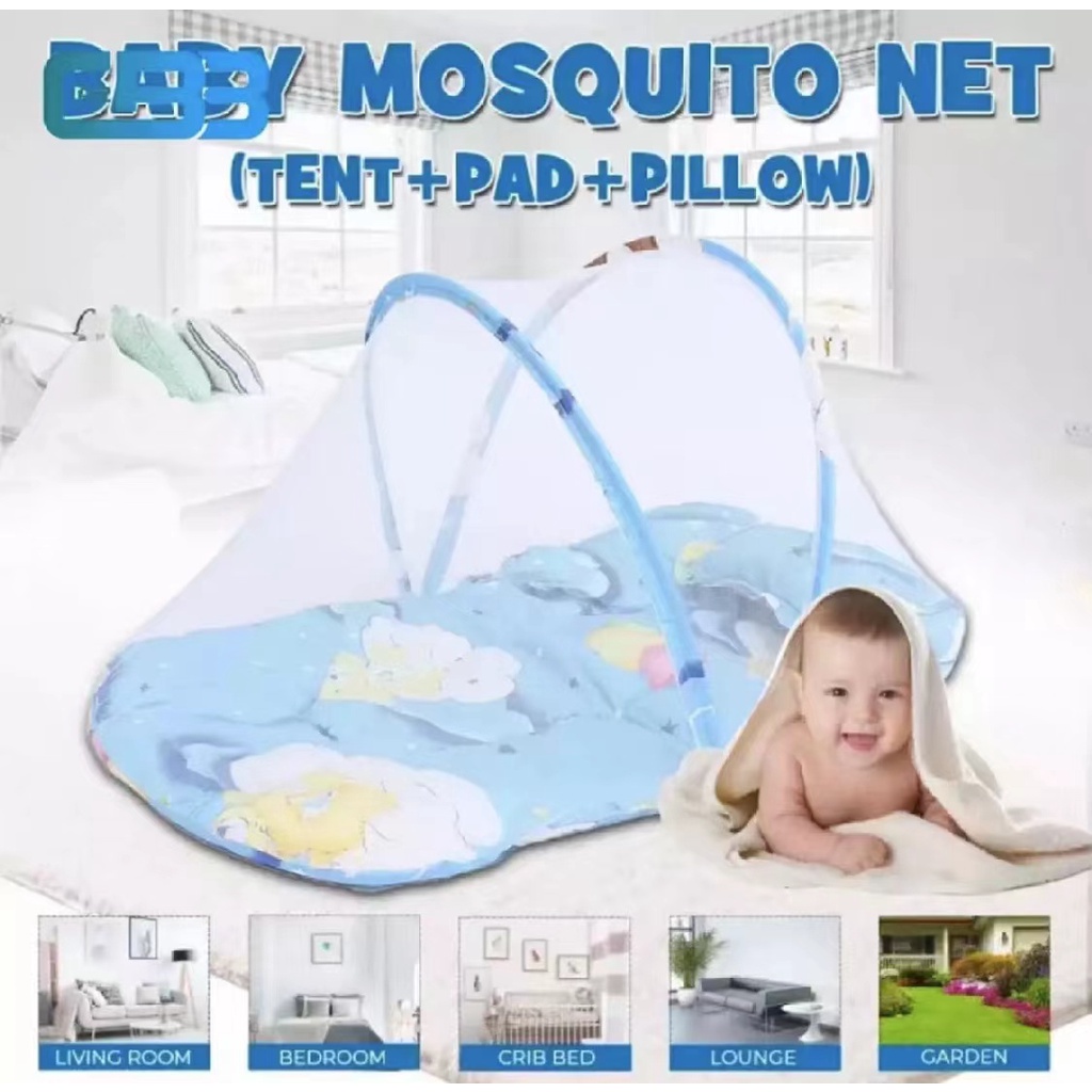 LUCKYU baby bed mosquito net bed folding mosquito net with pillow