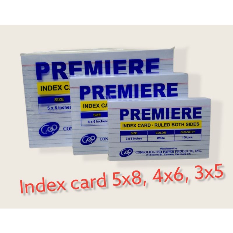 Index Card size 5x8, 4x6, 3x5 (100pcs) Shopee Philippines