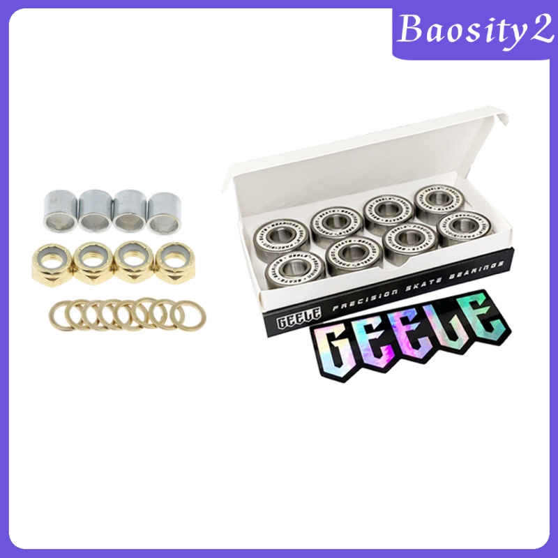 [BAOSITY2] Skateboard Bearings w Bearing Spacer Nuts Axle Speed Washers Hardware Part Shopee