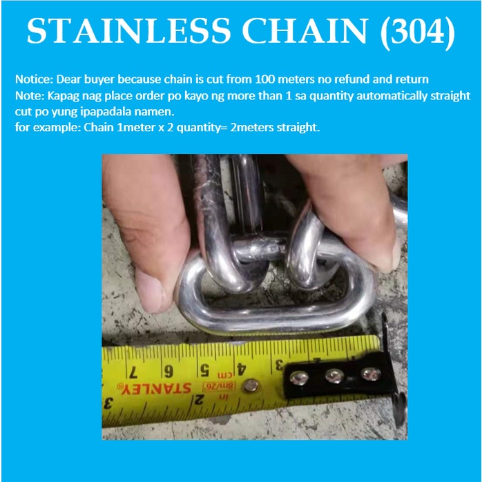 Kadina 304 Stainless 1meter 3.3 feet 4mm-8mm Steel Welded Lifting Link ...