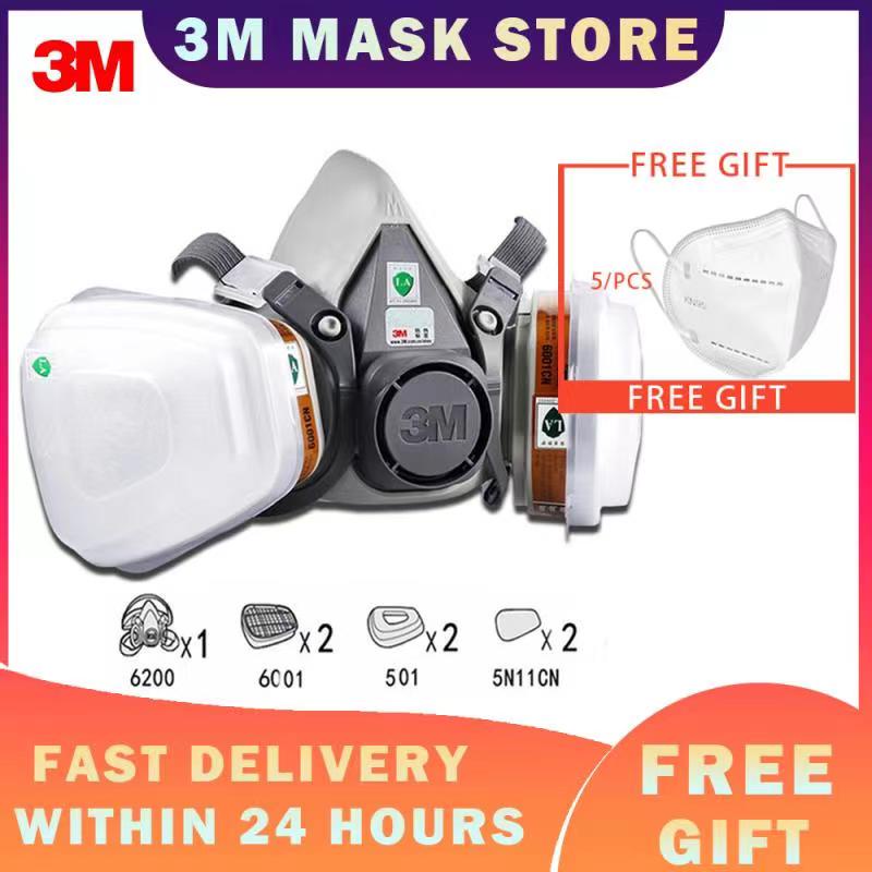 3M Mask Model: 7502 6200 7 In 1 PM2.5 Industrial Gas Mask Half Face ...