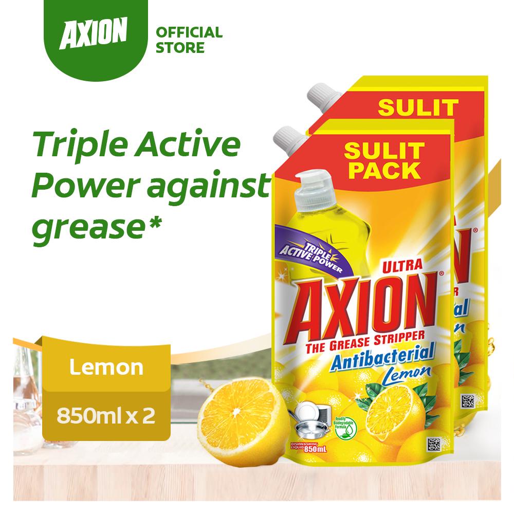 【Ready Stock】 [24 hour Germ Kill] Axion Antibacterial Dishwashing Liquid Lemon Doy Pack 850ml