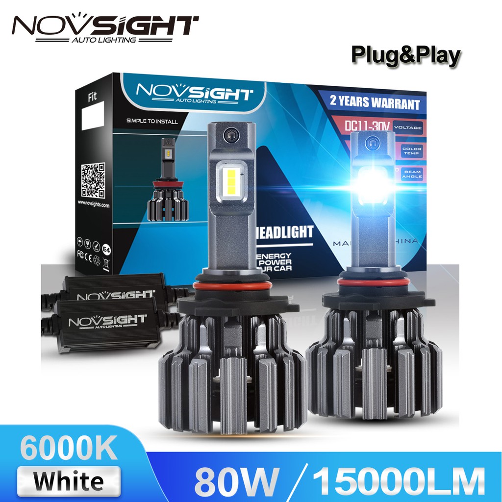 Novsight F03 H4 80W 6000K Car LED Headlight 15000LM Super Bright A Pair
