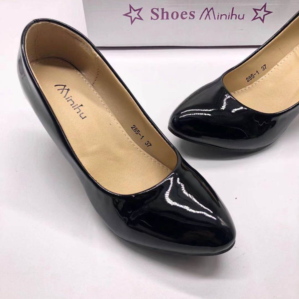 285- Women'Fashion Black School office ladies Heels shoes | Shopee ...