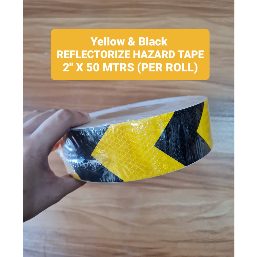 Reflectorize Yellow Black Caution Tape Reflective Hazard Tape Warning Tape 50 Meters (per roll
