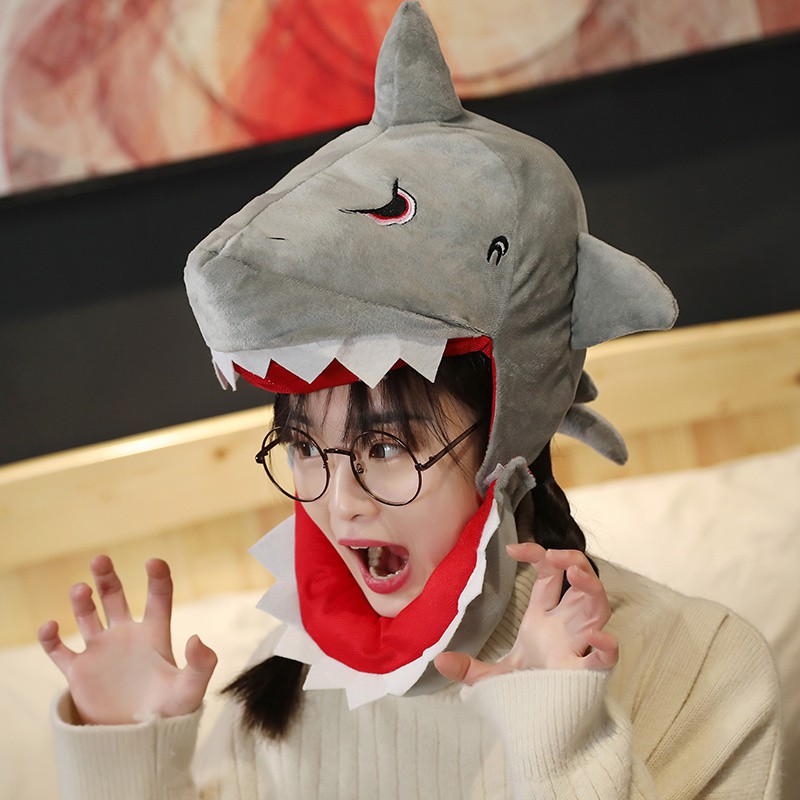 Japanese and Korean cute hat funny shark dinosaur headgear C | Shopee ...