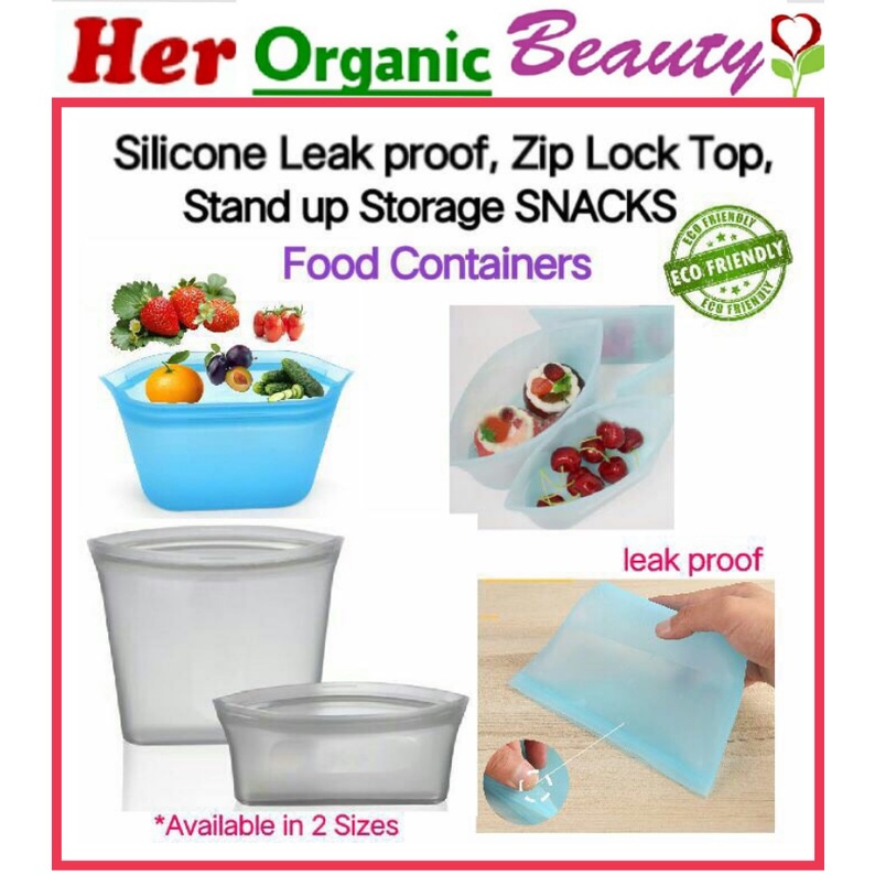 Silicone Leak proof, Zip Lock, Top Stand up Storage SNACK Food ...