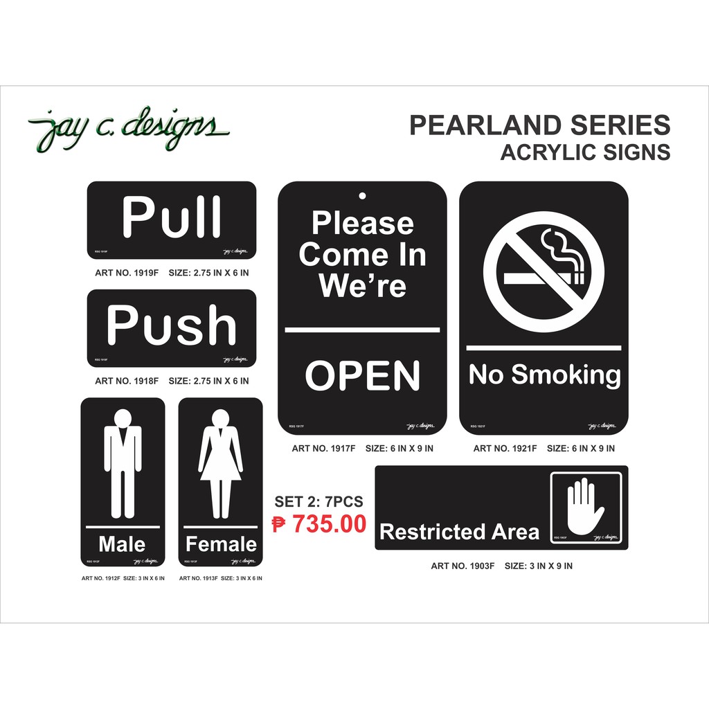 Acrylic Sign / Signage Set 2 - Jay C. Designs - 1151B | Shopee Philippines