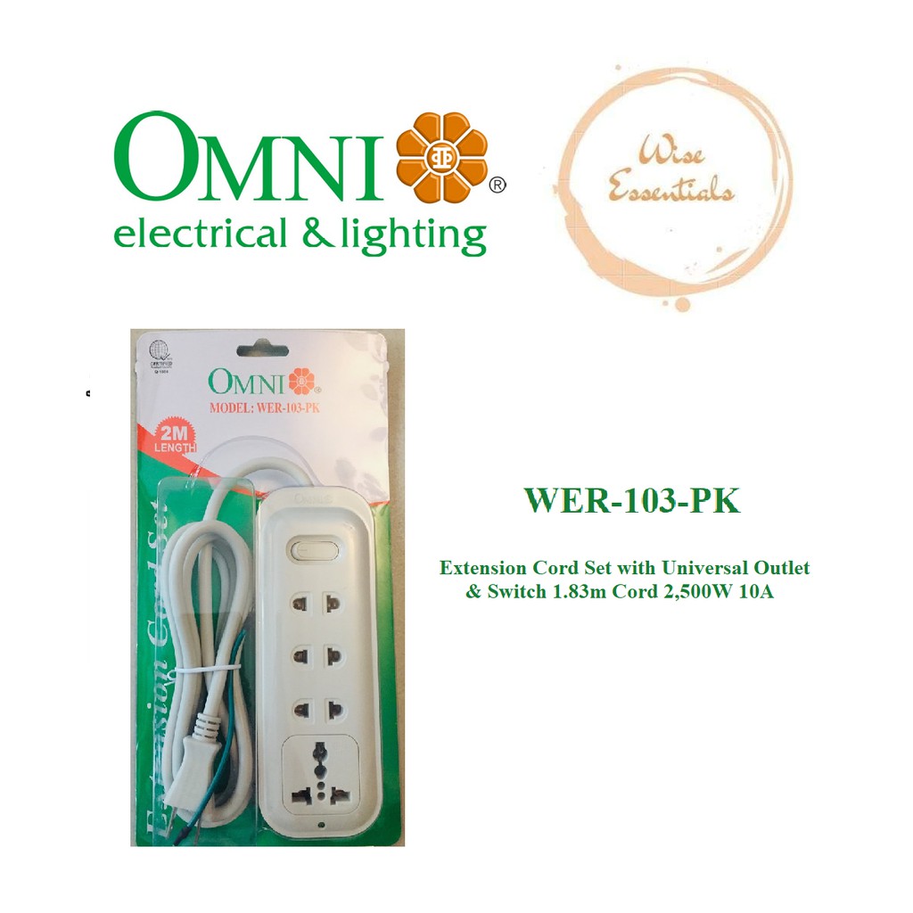 OMNI Extension Cord Set with Universal Outlet Shopee Philippines