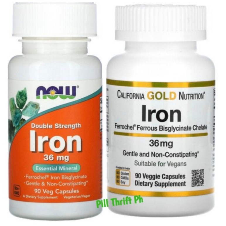Iron 36mg 90 Capsules California Gold Iron (Bisglycinate), 36 mg 90