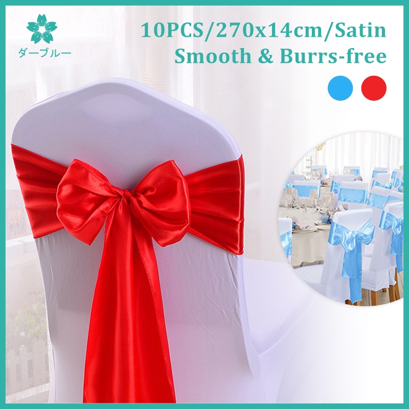 10 Pack Banquet Chair Bows Sashes Ties Satin Chair Cover Bow Sash
