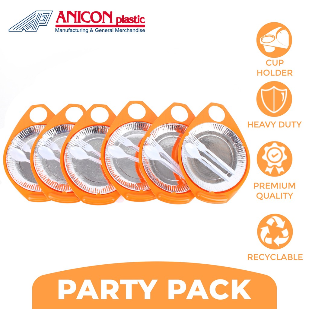 Aniware Premium Party Pack Paper Plate Holder with Cup Holder with