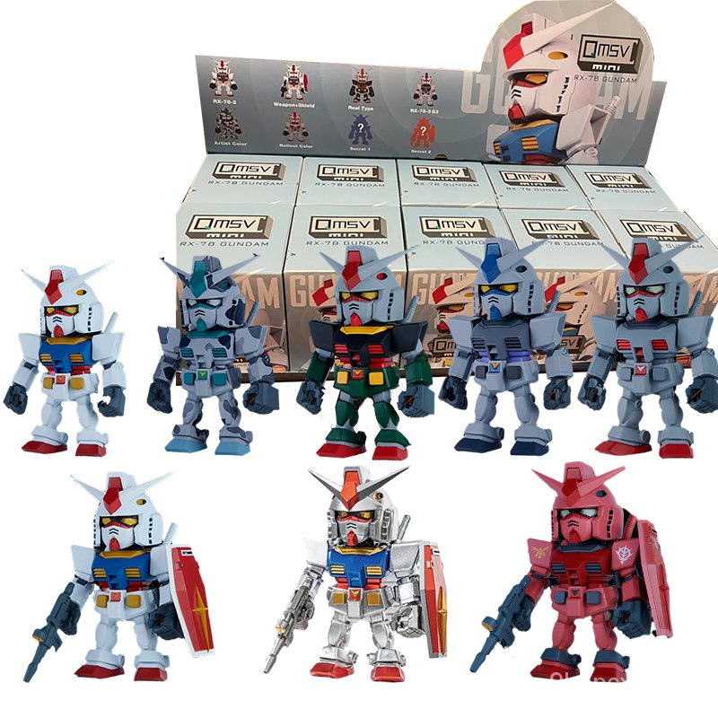 Bandai Genuine Gundam Model Kit Anime Figure QMSVMINI Blind Box RX78 Collection Gunpla Anime