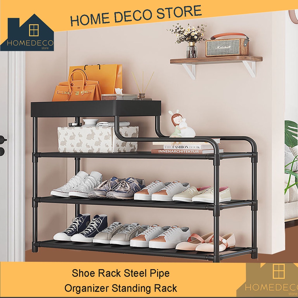 Home Deco Shoe Rack Steel Pipe Organizer Standing Rack | Shopee Philippines