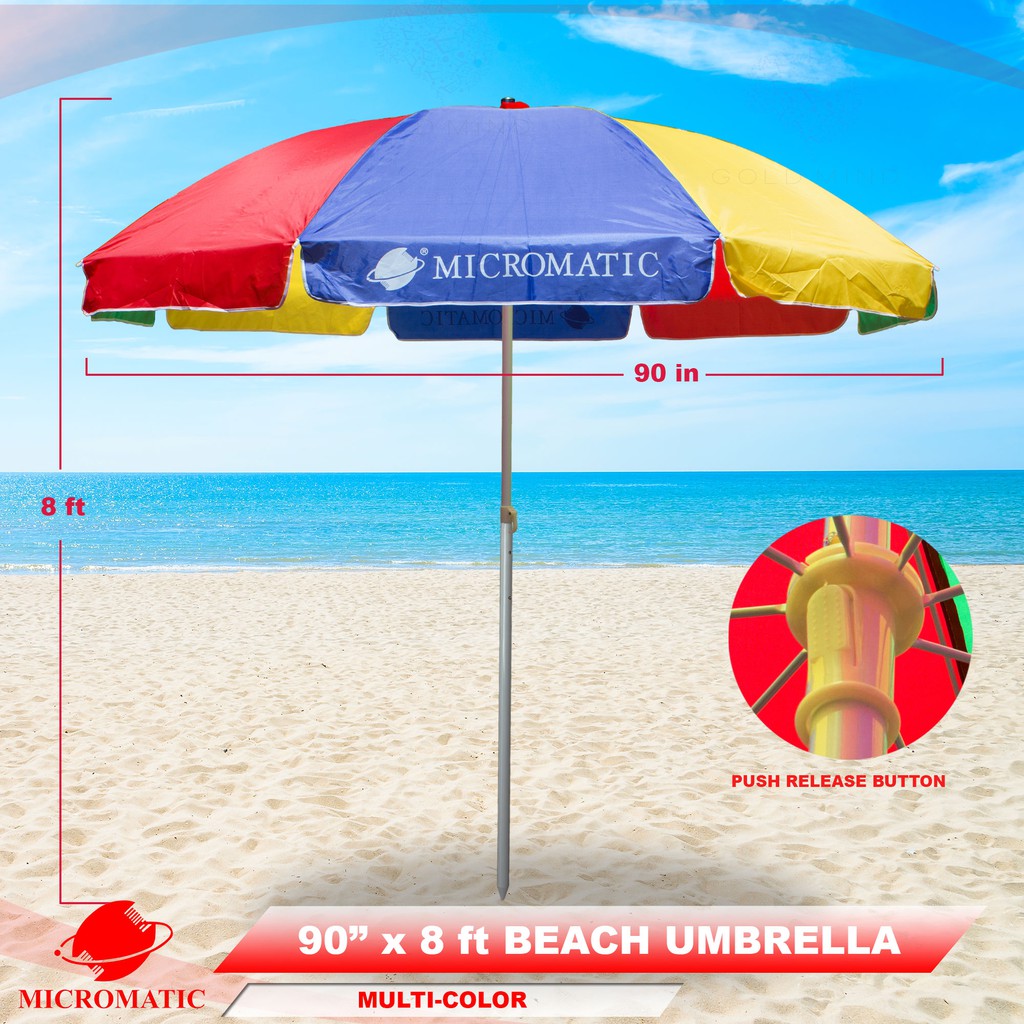 Micromatic 90 Inch X 8Ft Height Round Beach Umbrella Multicolor