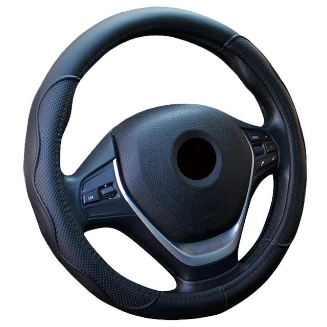 SuperAuto Universal Car PU Leather Steering Wheel Covers Anti-slip ...