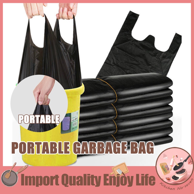 50pcs/set Portable Black Garbage Bags, Disposable Bags For Kitchen And  Living Room