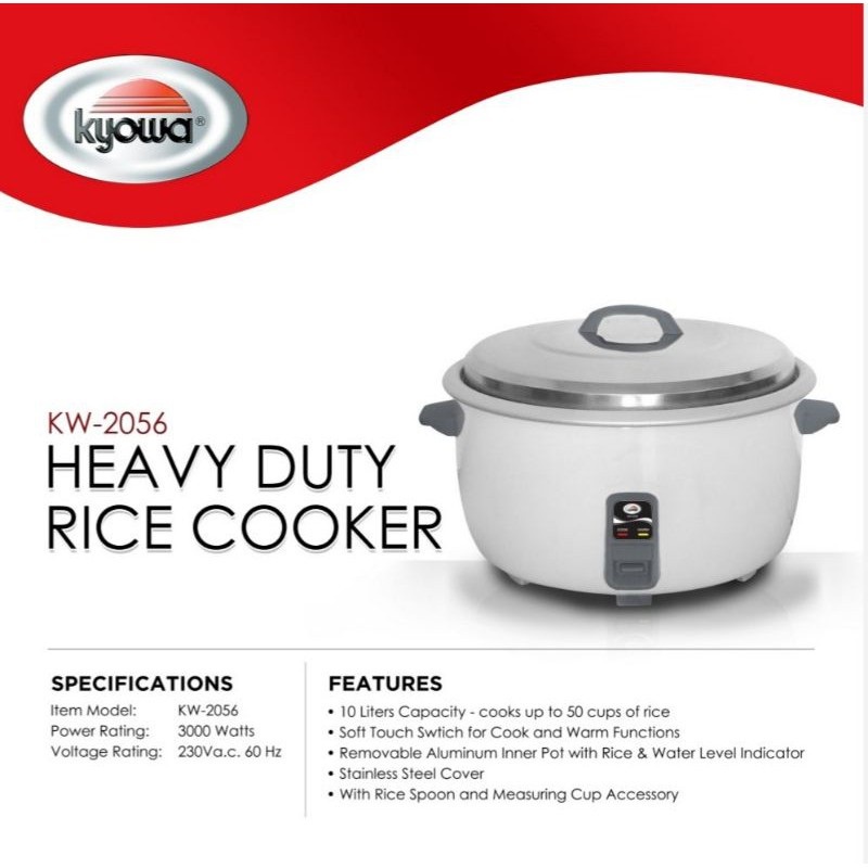 Kyowa Rice Cooker KW2056 10L 50 Cups Aluminum Inner Pot, Stainless