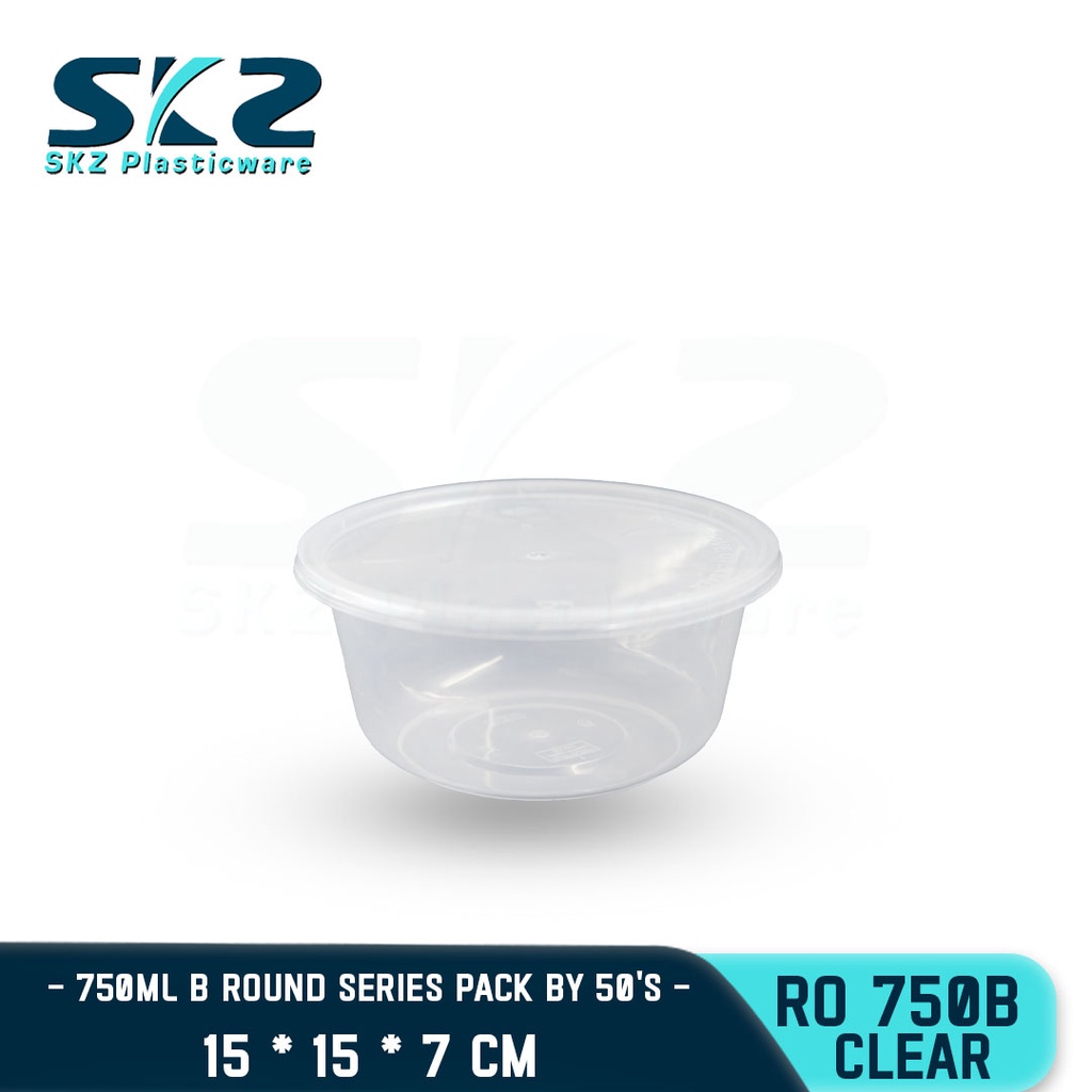 SKZ CLEAR CONTAINER ROUND SERIES 50PCS R0750B 750ml ENVIRONMENTAL