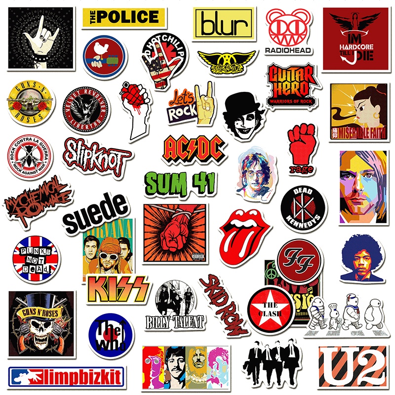 52pcs Water Resistant Hip Hop Rock Band Stickers For Laptop Motorcycle ...