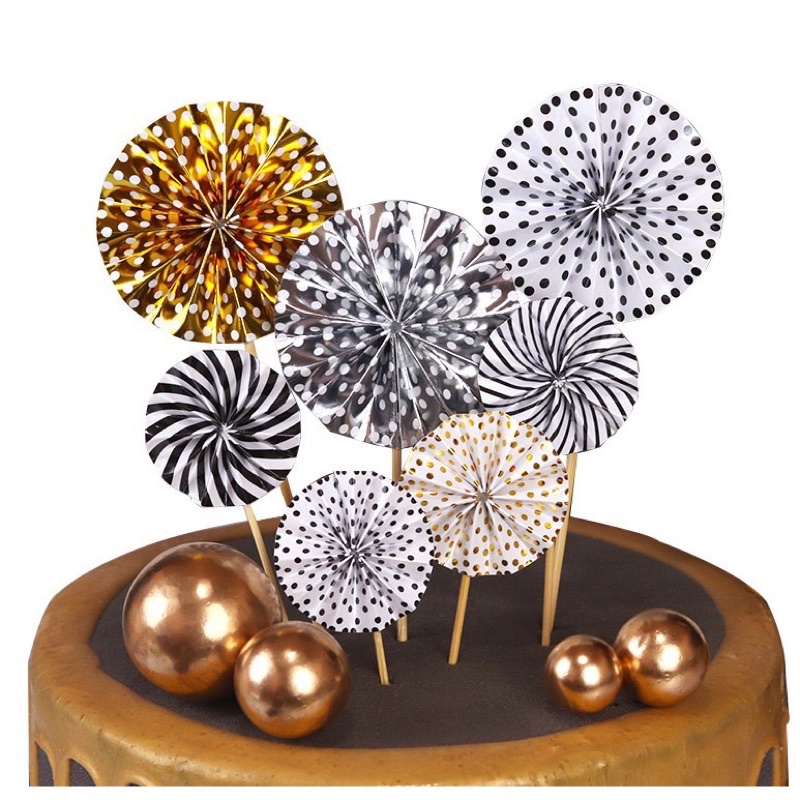 4Pcs/set Paper Fan Cake Topper Cupcake Toppers Kids Birthday Party Cake ...
