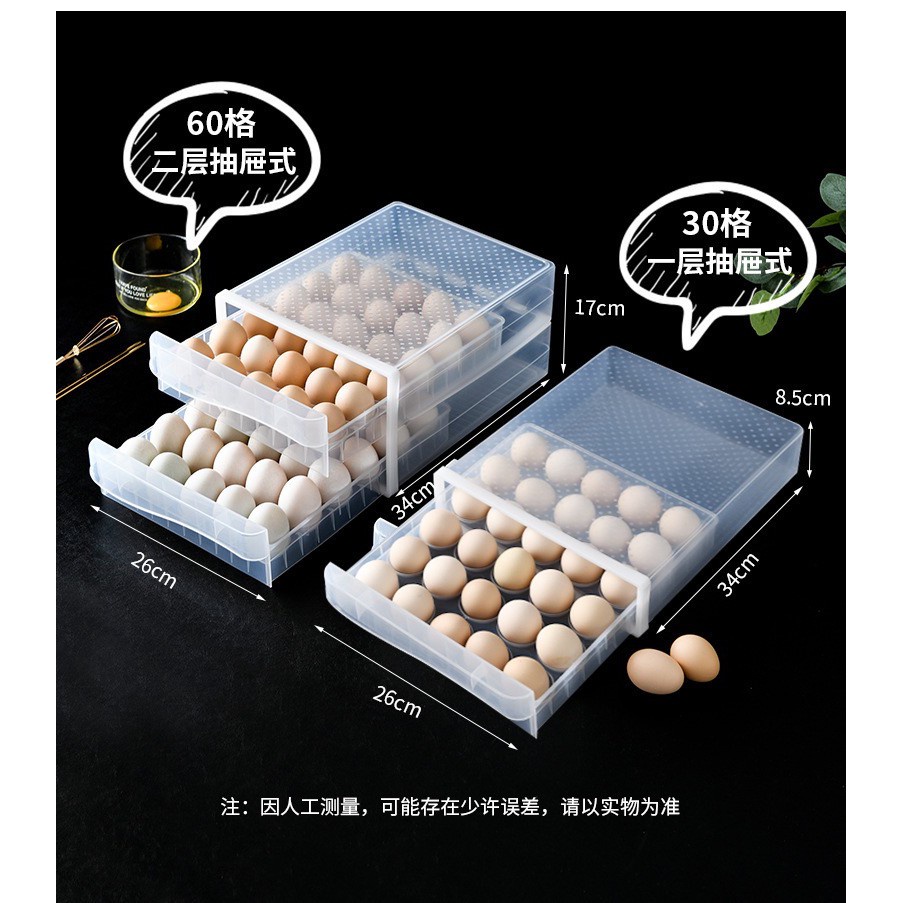 Rak Telur 60 & 30 Grids Egg Drawer Storage Box Fridge Container ...