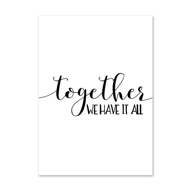 Nordic Quotes Wall Art Canvas Paintings Black White Poster Family Happy ...