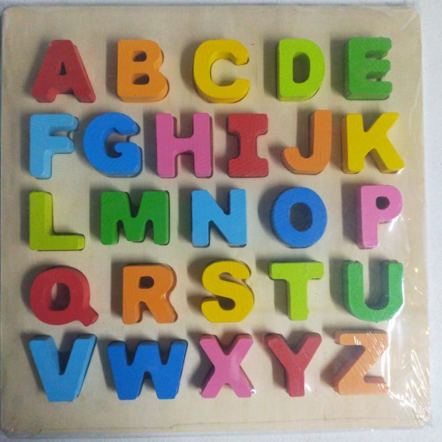 Abc Alphabet Big Letters Wooden Puzzle Embosed Heavy Duty 