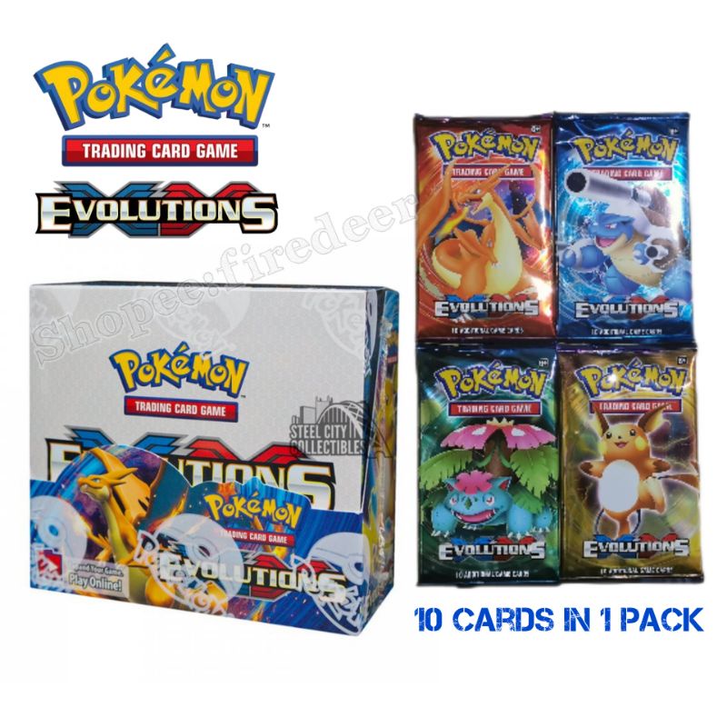 1 Set (4 Packs)Pokemon Card TCG Set Booster Packs XY Evolutions 10 Cards in  1 Pack Trading Card Game | Shopee Philippines