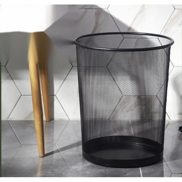 METAL WASTE BASKET ROUND TRASH CAN METAL TRASH CAN MESH WASTE BASKET