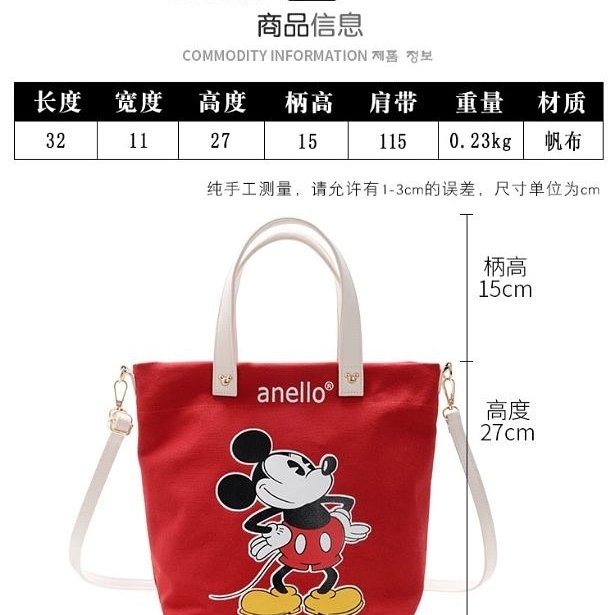 Japan Anello Mickey Mouse canvas tote bagNY3651156