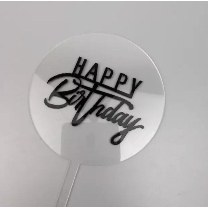 Clear Acrylic Round Shaped Happy birthday Cake Topper | Shopee Philippines
