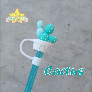 Cute Cactus Glass Straw Cap, Dust-proof And Silicone Straw Cover