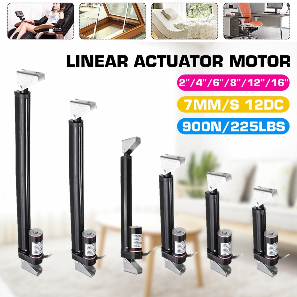 12V Black Linear Actuator 225Lbs 900N Electric Linear Motor Moving ...