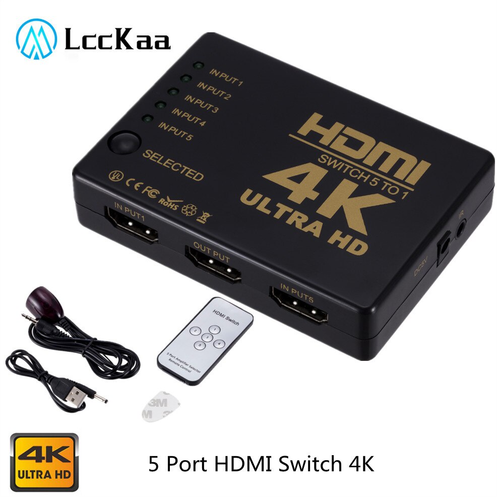 HDMI-compatible Switcher 4K HD1080P 5 Port HD Switch Selector Splitter ...
