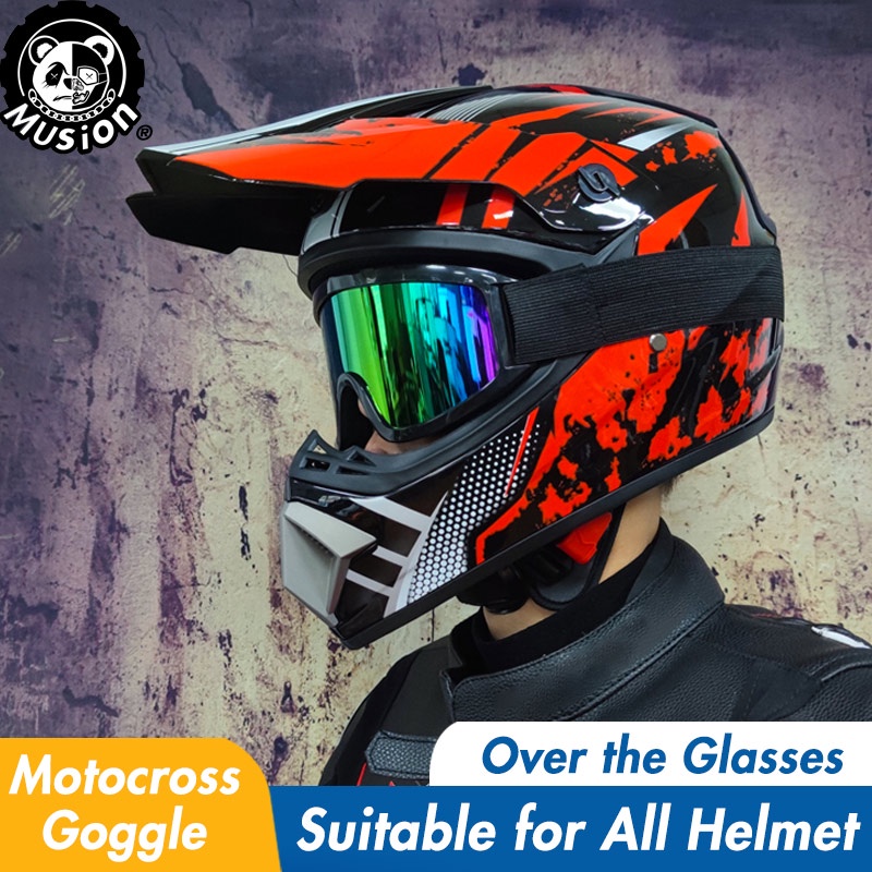 Musion New Motocross Goggle Women Ski Goggles Scooter ATV Helmet Eyewear  Men Velar Tinted Off Road Motocross Glasses Films Can Replacement