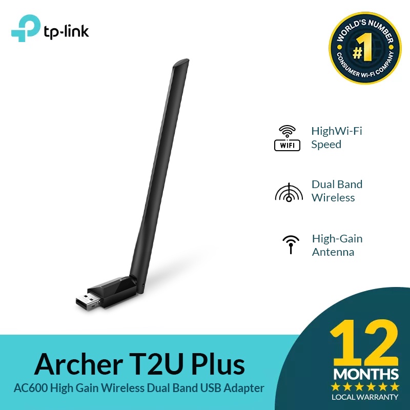 TP Link Archer T2U PLUS AC600 High Gain Wireless Dual Band USB Adapter