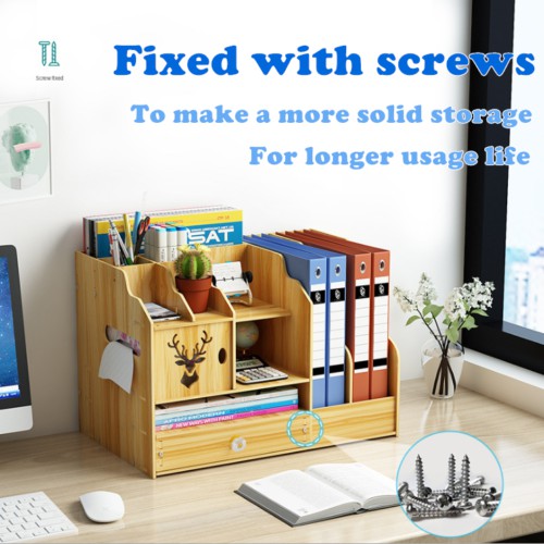 Office filing bracket wooden desk storage box pen shelf