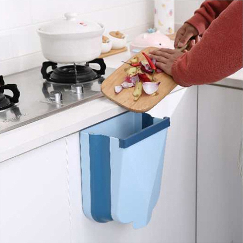 Wallmounted Foldable Trash Can Portable Kitchen Cupboard Door Garbage