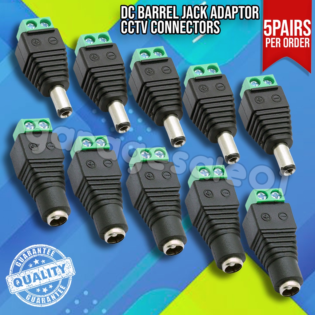 🟡12V DC Male + Female Power Balun Plug Connectors (5 PAIRS)🟡 | Shopee ...