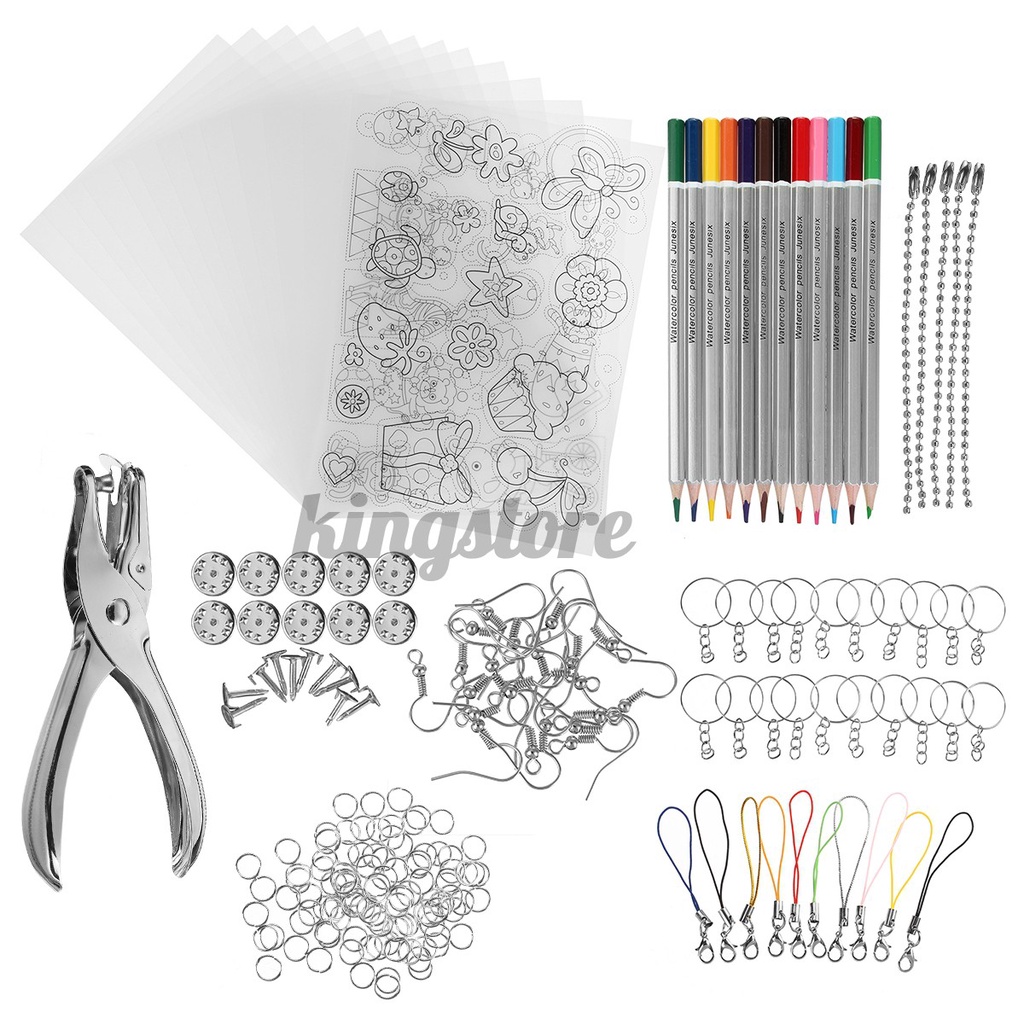 high quality··182x/Set Heat Shrink Plastic Sheets Shrinky Paper Hole