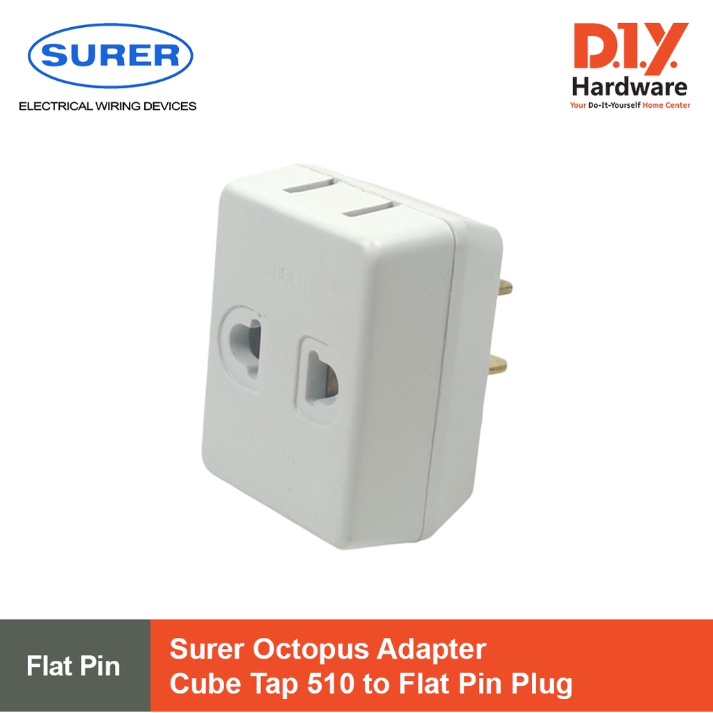 Surer 510 Octopus Adapter Cube Tap to Flat Pin Plug | Shopee Philippines