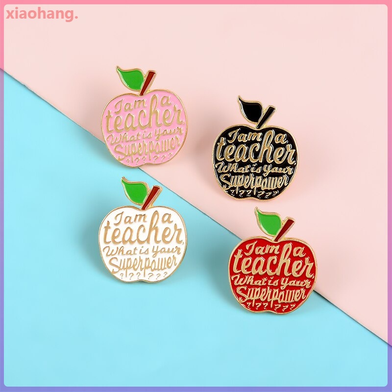 Teacher Enamel Pins Quote I Am A Teacher Badges Brooches Pink Red Apple ...